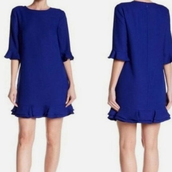 CeCe by Cynthia Steffe Navy Blue Kate Ruffled Hem Shift Dress - Picture 8 of 16